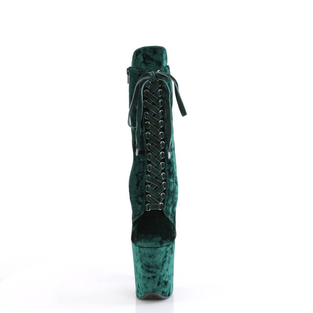 Pleaser - FLAMINGO1045VEL Platform Boots, Pole dance shoes - Green